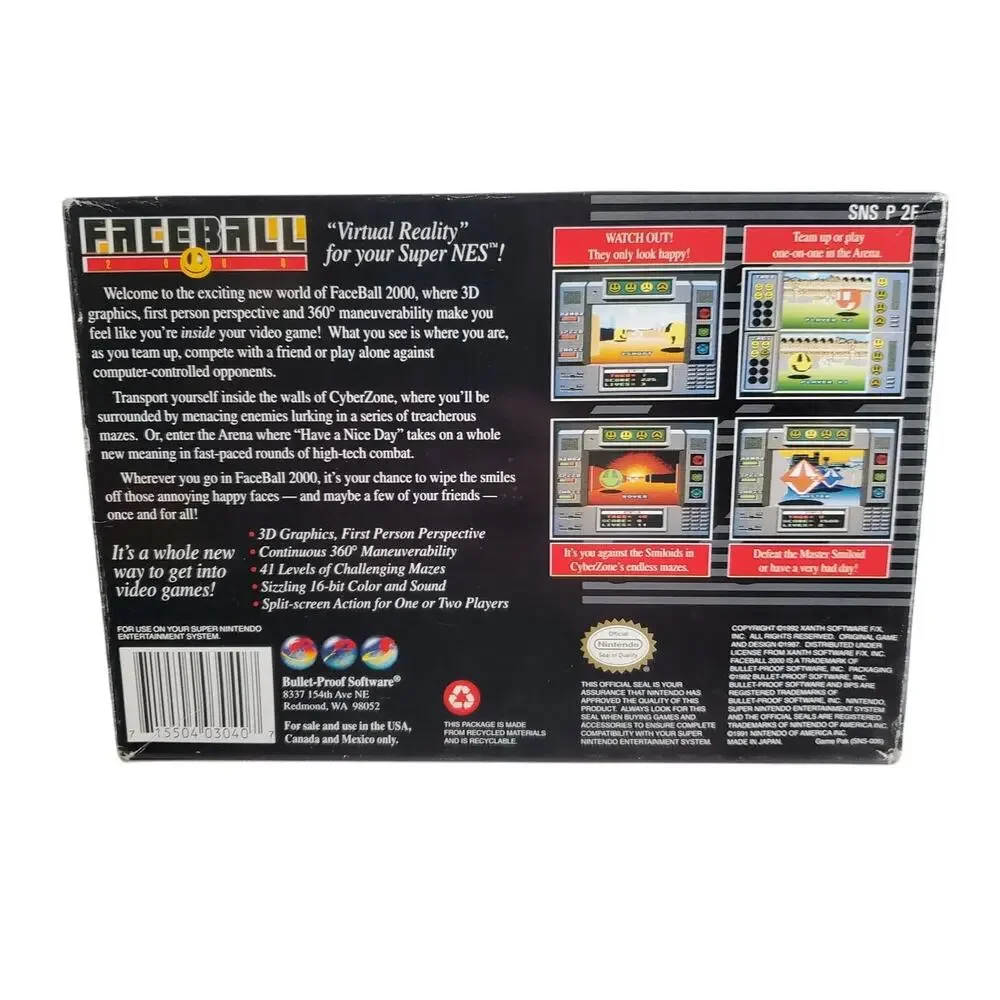 SNES - Faceball 2000 - Includes Box and Manual